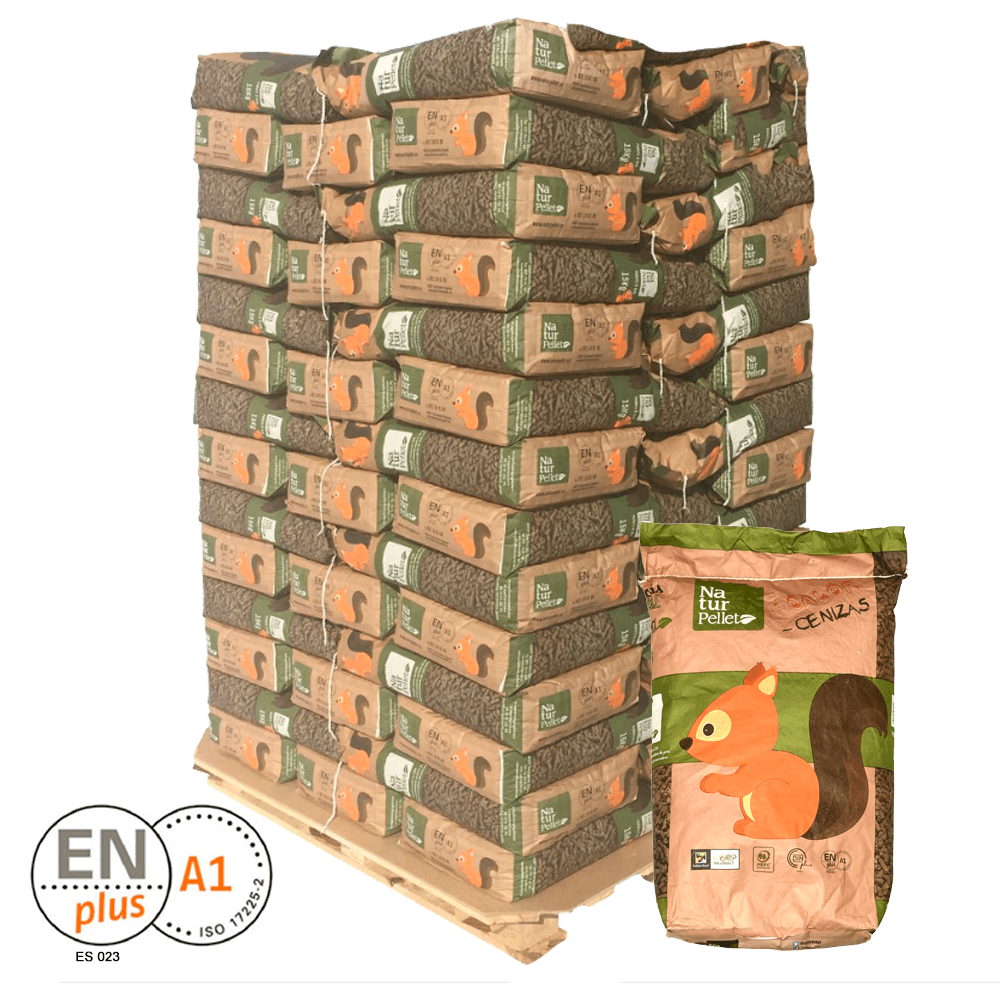 Naturpellet Pellets de bois ENplus A1, DINplus & PEFC – 0,3 % de cendres, palette