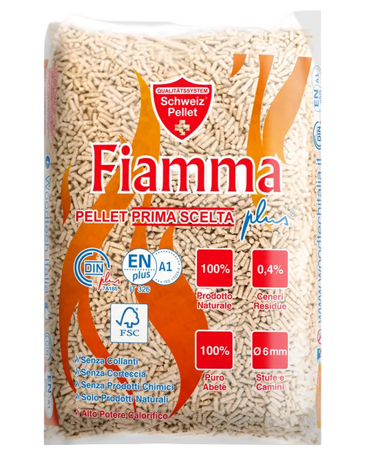 Pellet Fiamma Super Premium, pellets de bois 6 mm – 1080 kg, 72 sacs de 15 kg