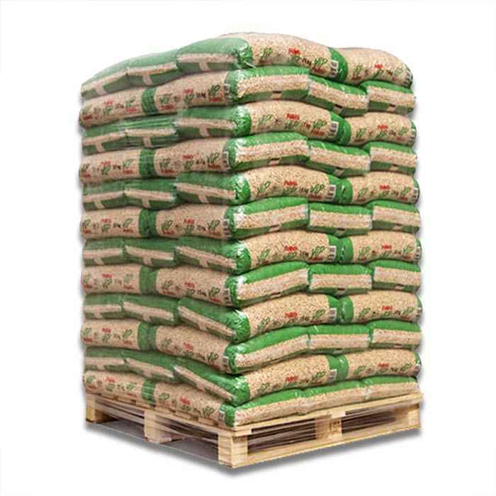 Pellets de bois EN Plus A1, palette 1050 kg – 70 sacs de 15 kg, PEFC