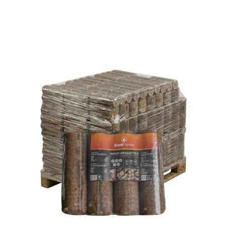 Briquettes de bois naturel rondes, demi-palette 456 kg – 95 paquets de 4,8 kg, PEFC