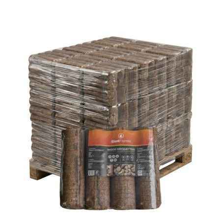Briquettes de bois rondes Giant Flames, palette entière 912 kg – 190 paquets de 4,8 kg, PEFC