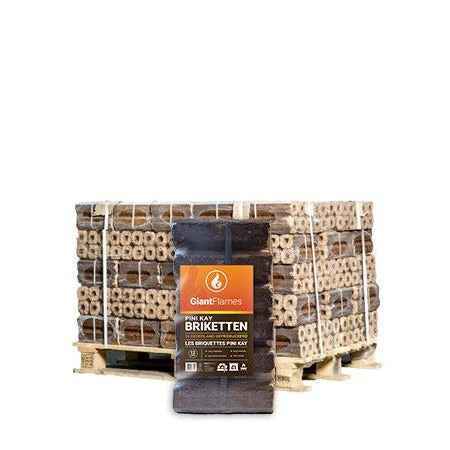 Briquettes Pini Kay 480 kg – demi-palette, 48 sacs de 10 kg