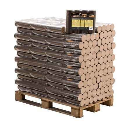 Briquettes de hêtre rondes, palette entière 960 kg – 96 paquets de 10 kg