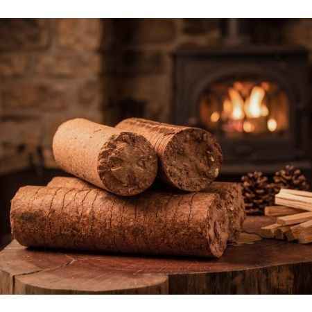 Briquettes de bois naturel rondes, demi-palette 456 kg – 95 paquets de 4,8 kg, PEFC